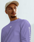 Men's premium heavyweight long sleeve t-shirt in purple, front view