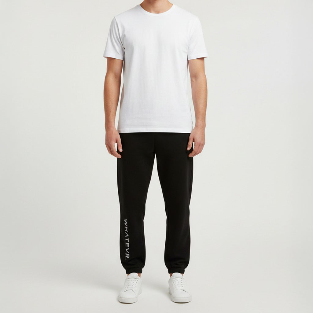 Men's premium heavyweight sweatpants in black, front view.