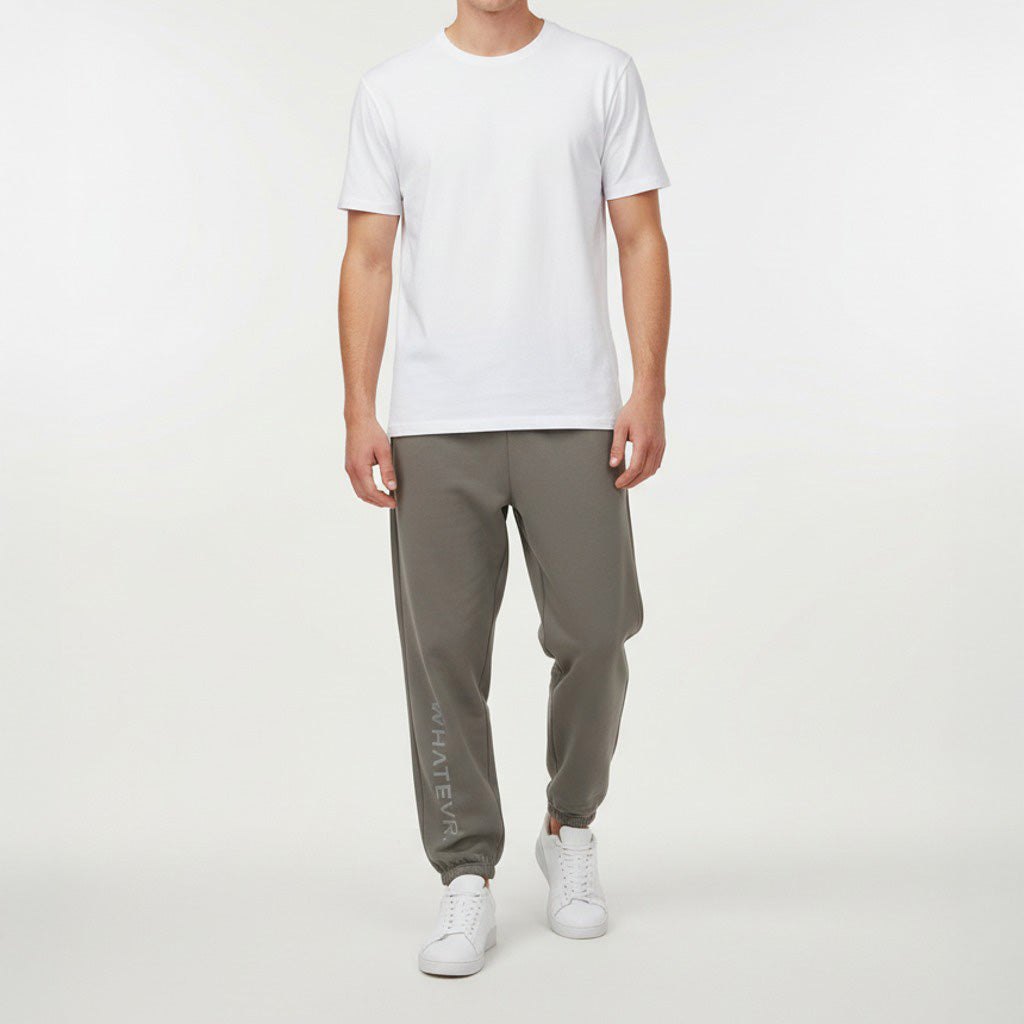 Men's premium heavyweight sweatpants in graphite, front view.