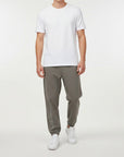Men's premium heavyweight sweatpants in graphite, front view.