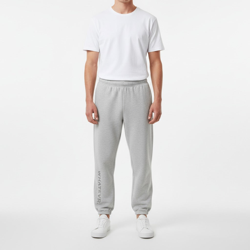 Men's premium heavyweight sweatpants in light grey, front view.