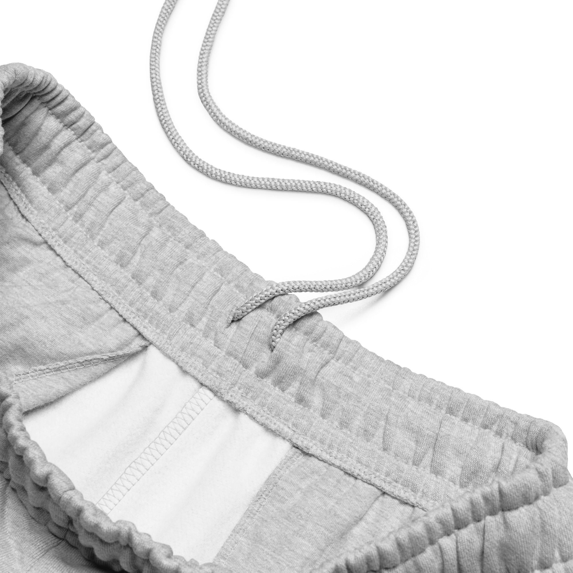 Men's premium heavyweight sweatpants in light grey, front view.