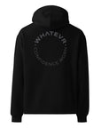 Men's premium heavyweight hoodie in black with "Confidence Worn" text, back view.