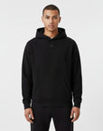 Men's premium heavyweight hoodie in black with "WR" logo, back view.