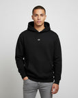 Men's premium heavyweight hoodie in black with "WR" logo, front view.