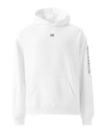 Men's premium heavyweight hoodie in white with "WR" logo, front view.