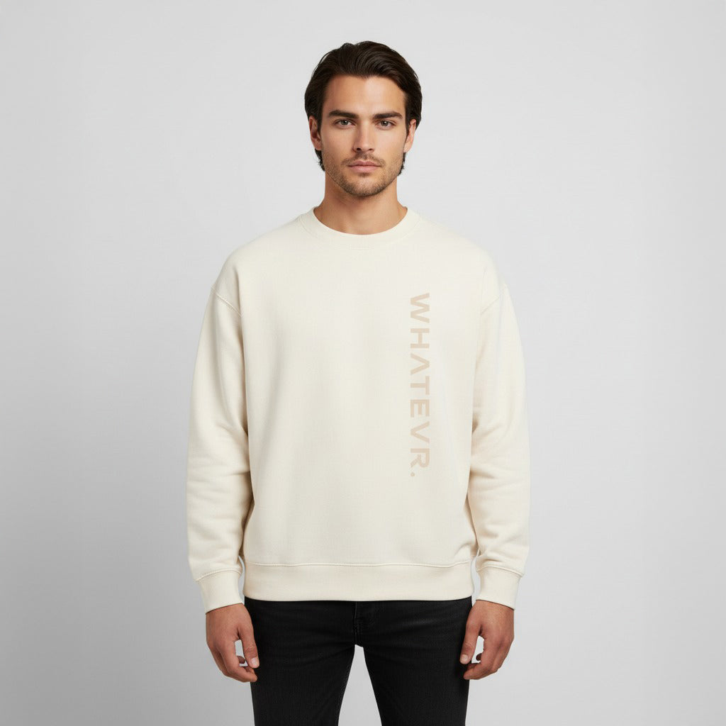 Men's premium sweatshirt in beige, front view