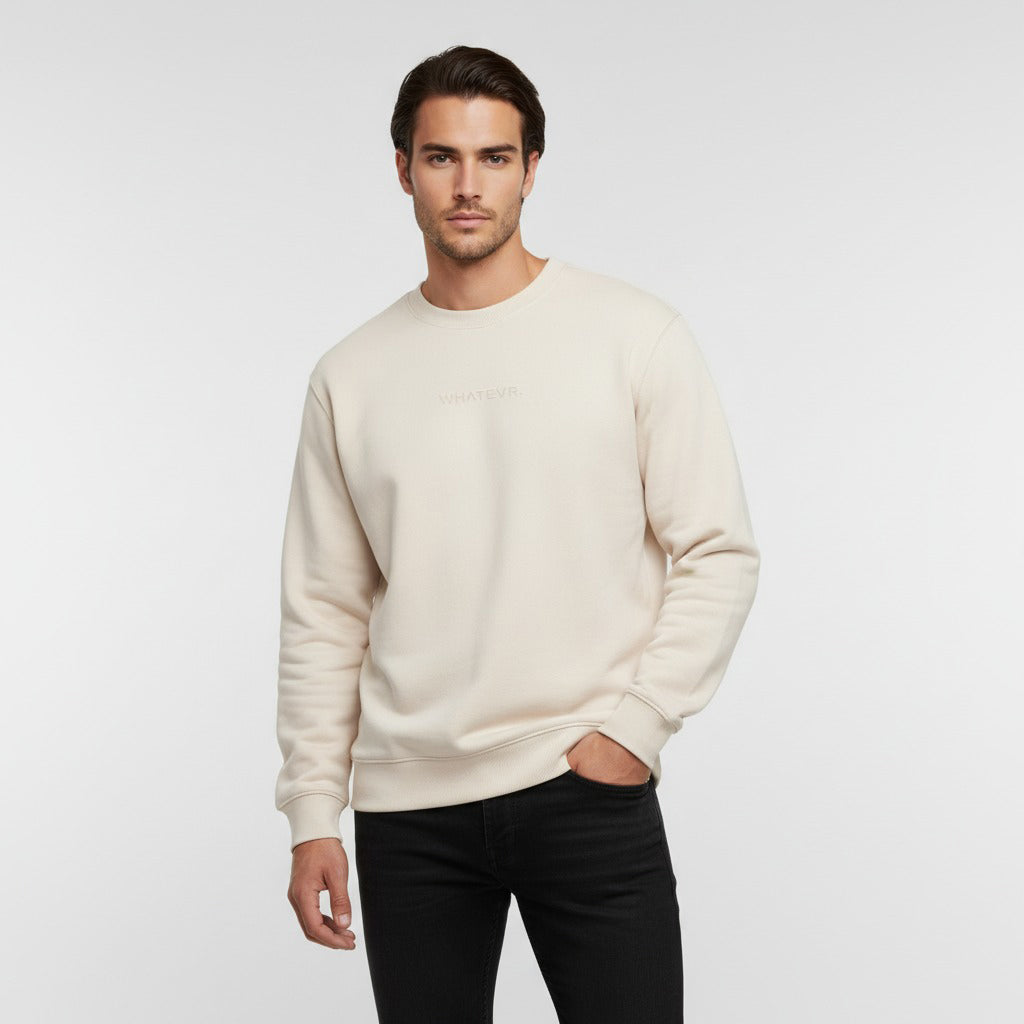 Men's premium sweatshirt in beige, front view
