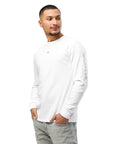 Men's premium heavyweight long sleeve t-shirt in white, front view