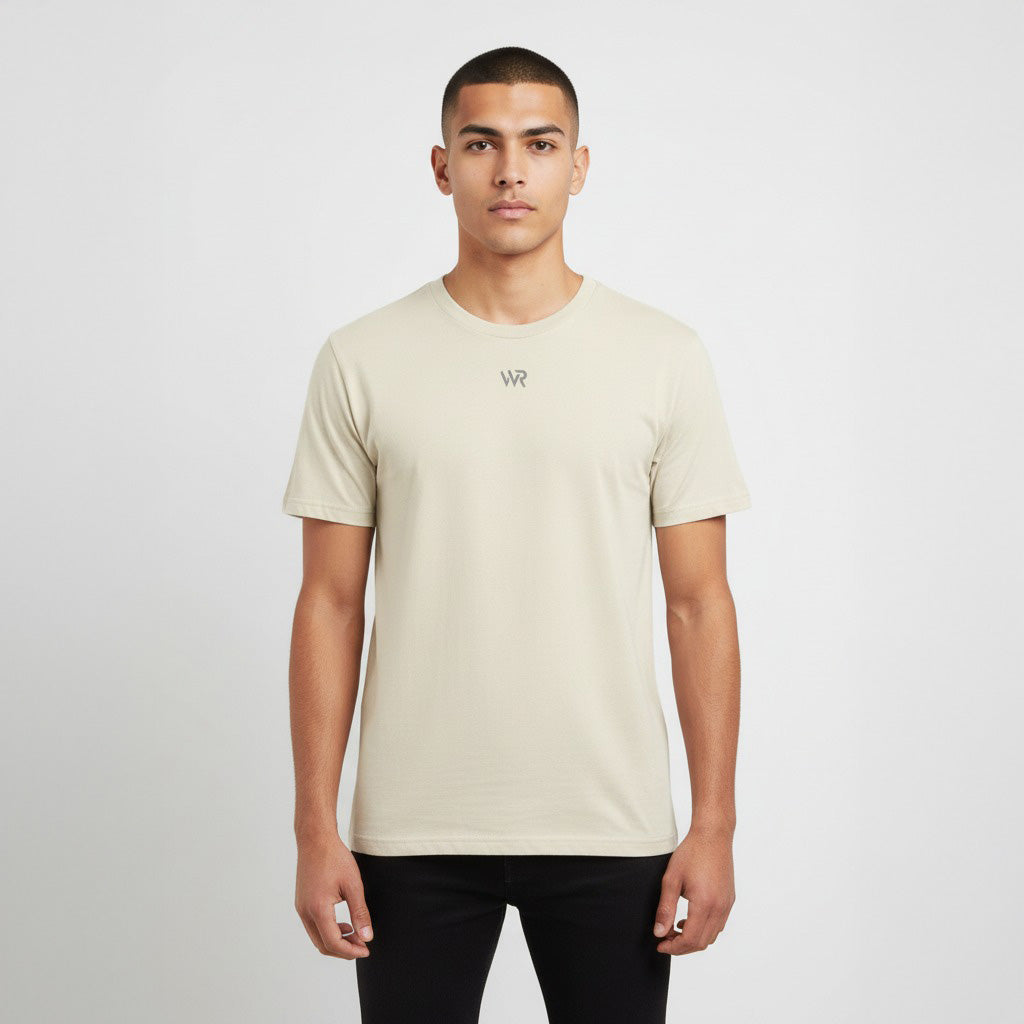 Men's premium t-shirt in beige, front view