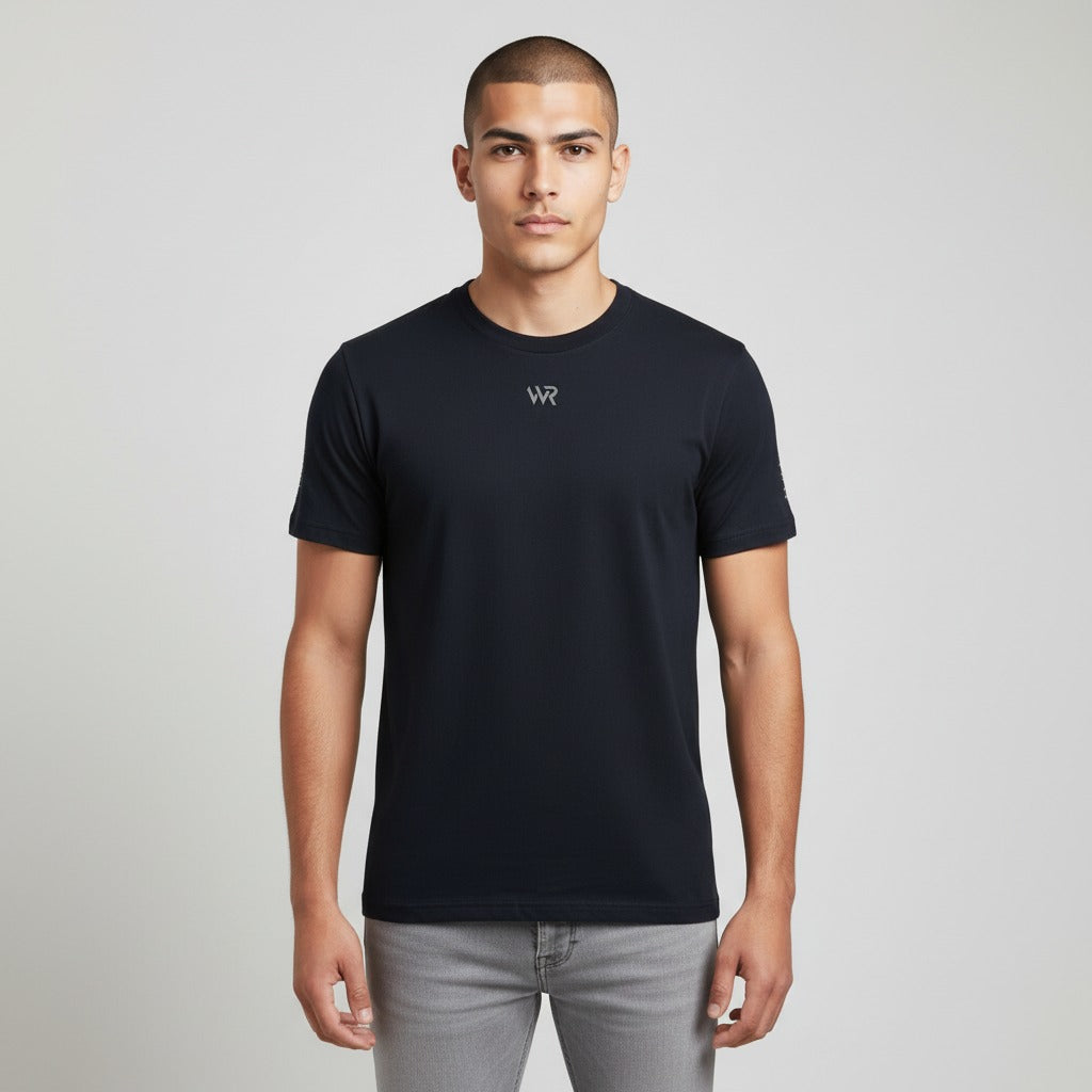 Men's premium t-shirt in dark blue, front view