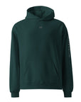 Men's premium heavyweight hoodie in green with "WR" logo, front view.