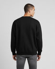 Men's premium crewneck sweatshirt in black with embroidered detailing, back view