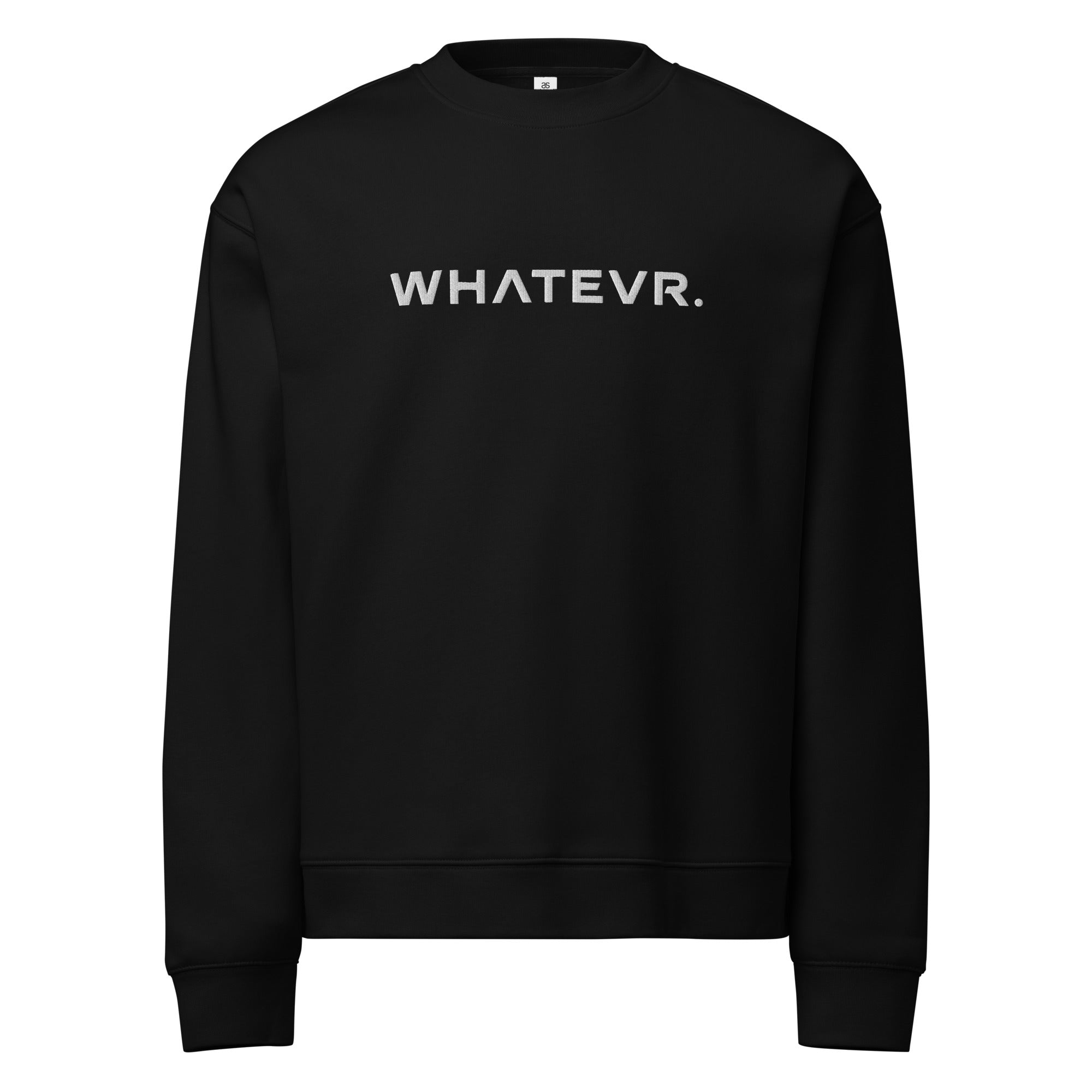 Men's premium crewneck sweatshirt in black with embroidered detailing, front view