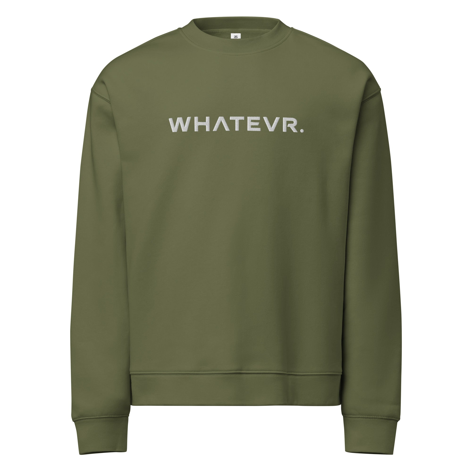 Men's premium crewneck sweatshirt in green with embroidered detailing, front view