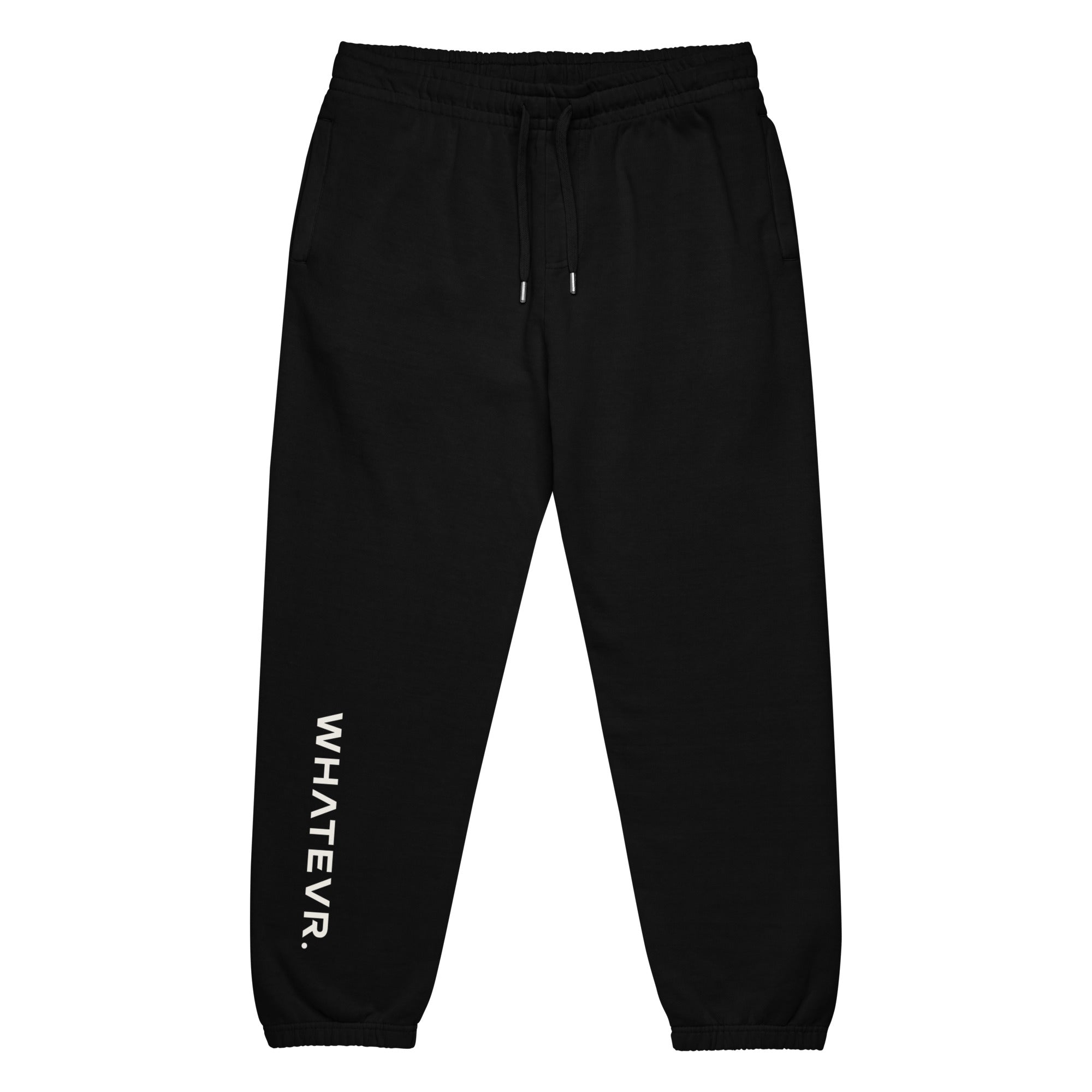 Men's heavyweight fleece sweatpants in black, front view.