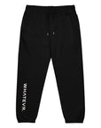 Men's heavyweight fleece sweatpants in black, front view.