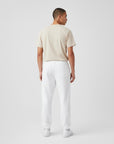 Men's heavyweight fleece sweatpants in white, back view.