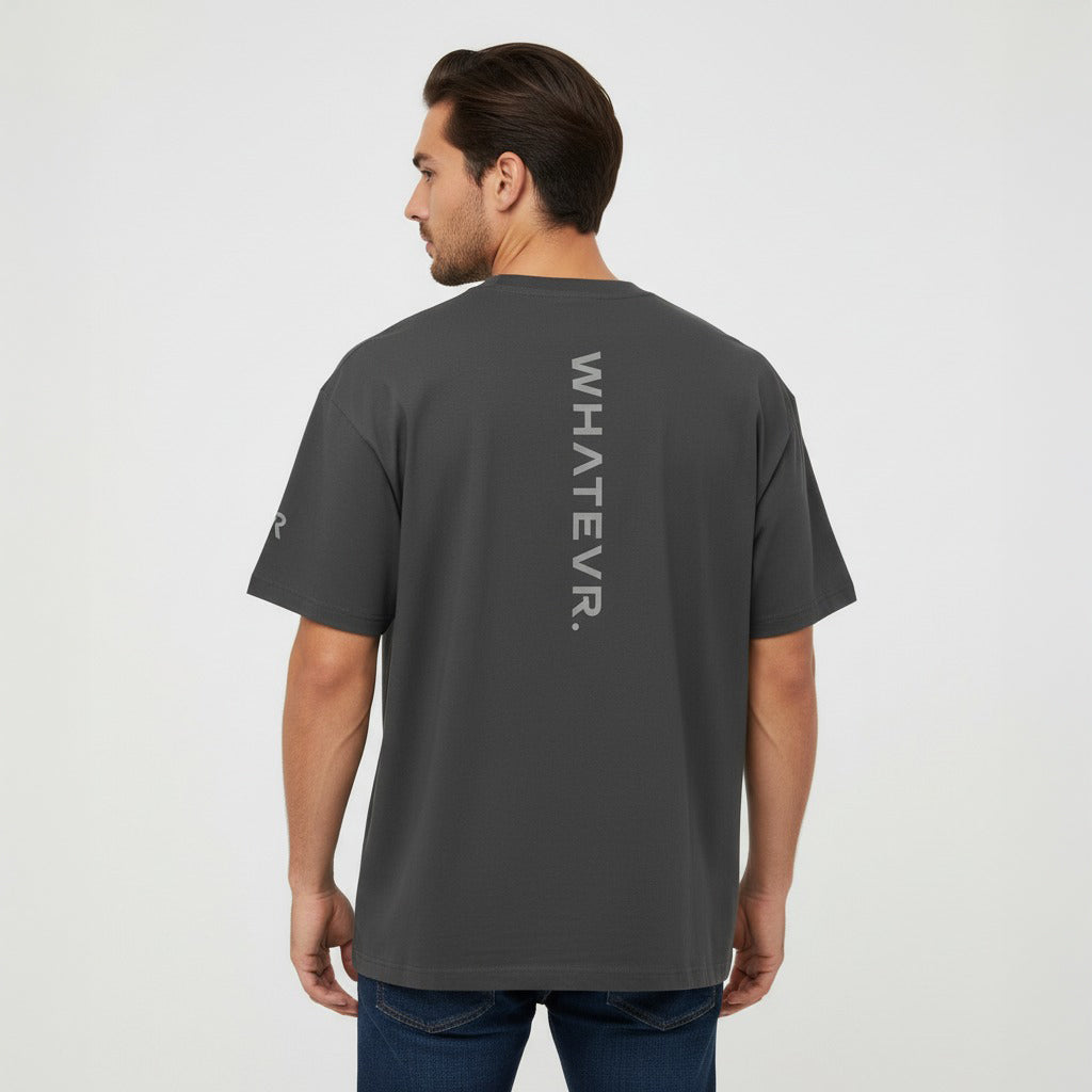 Men's premium heavyweight oversized t-shirt in gray, back view