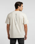 Men's premium heavyweight oversized t-shirt in beige, back view