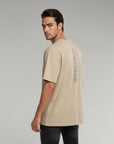 Men's premium heavyweight oversized t-shirt in khaki, front view