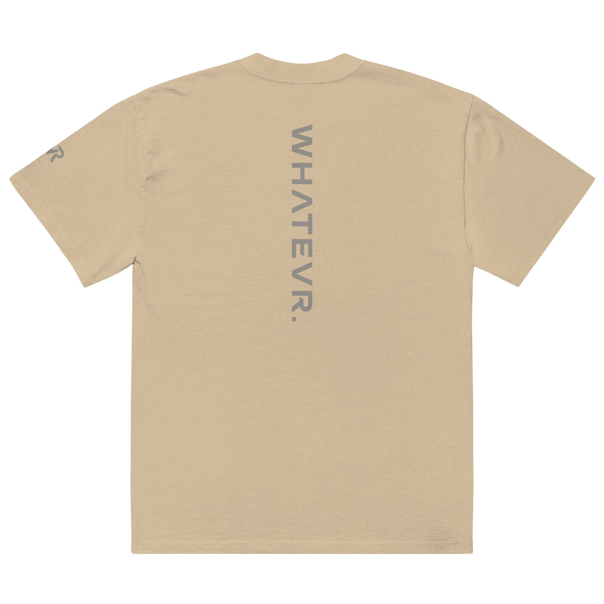 Men's premium heavyweight oversized t-shirt in khaki, back view