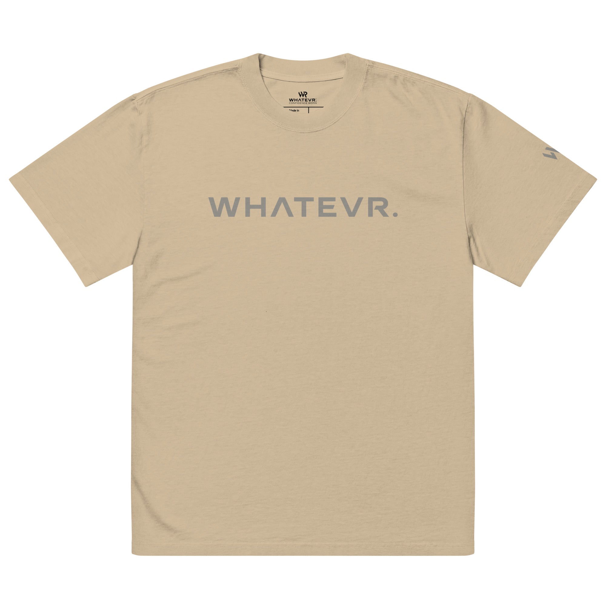 Men's premium heavyweight oversized t-shirt in khaki, front view