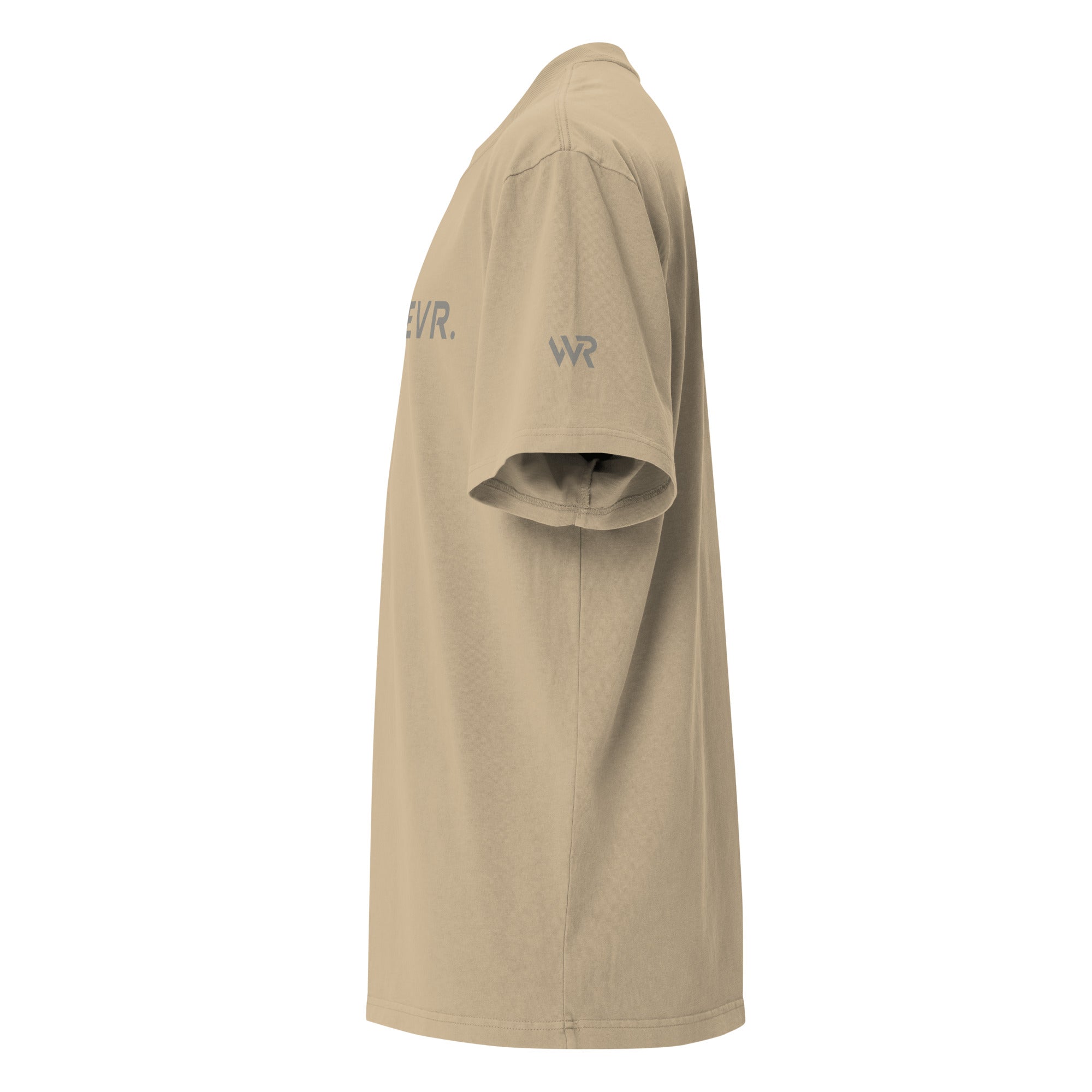 Men's premium heavyweight oversized t-shirt in khaki, side view