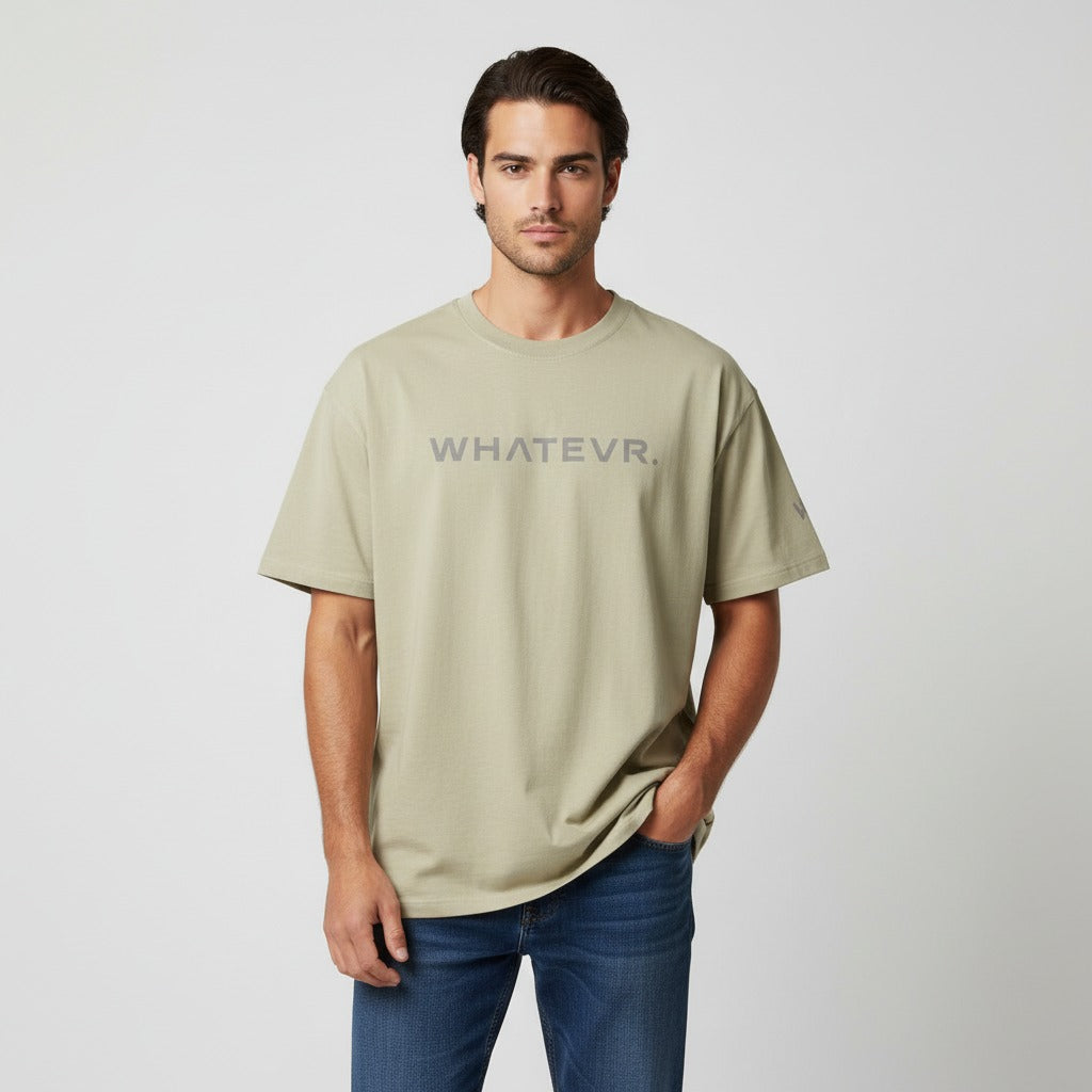 Men's premium heavyweight oversized t-shirt in sage, front view