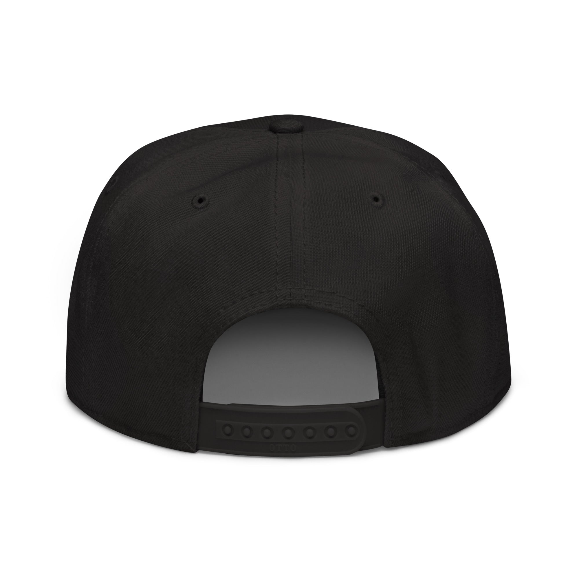 Unisex Signature snapback hat in black with embroidered WR logo, back view