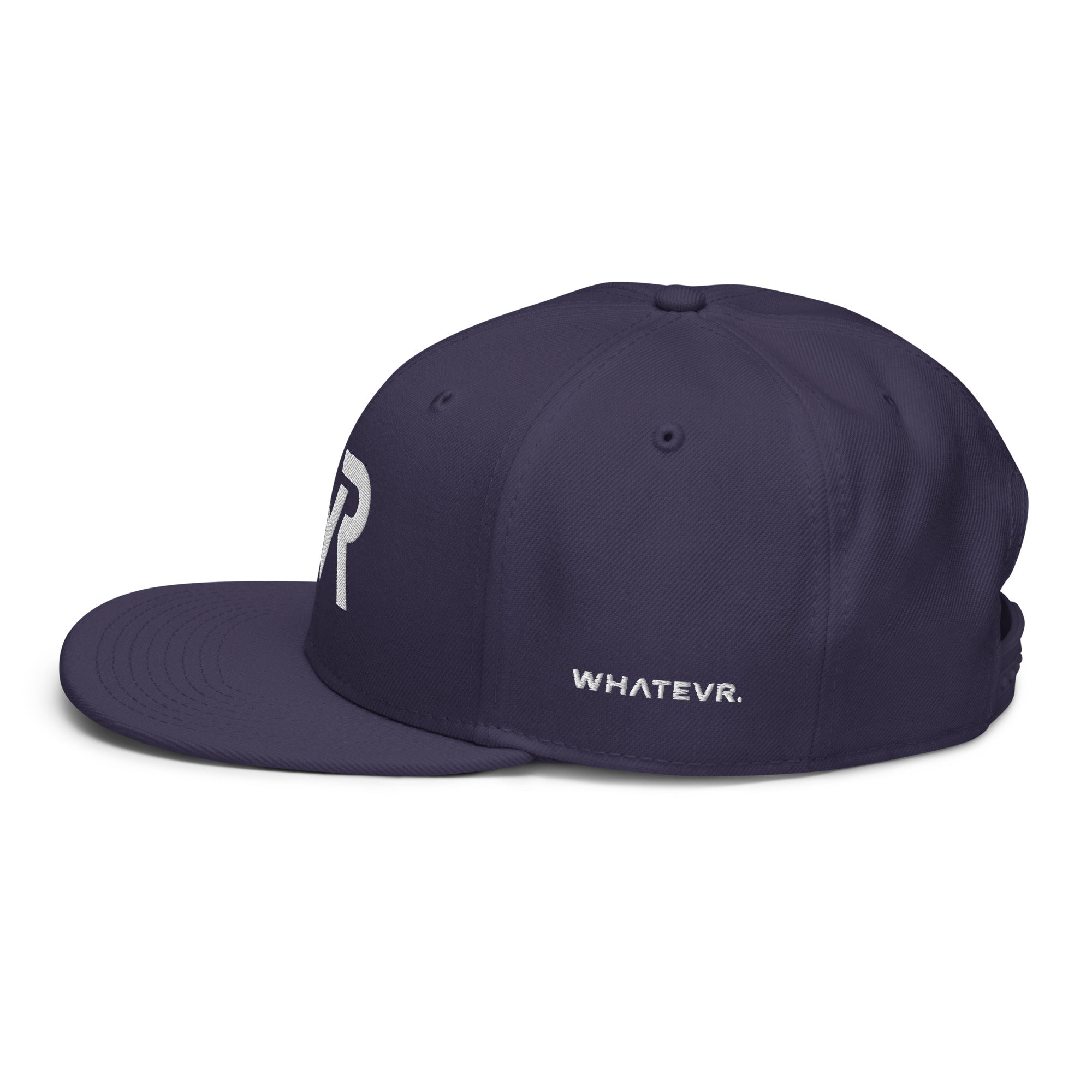 Unisex Signature snapback hat in blue with embroidered WR logo, side view