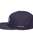 Unisex Signature snapback hat in blue with embroidered WR logo, side view