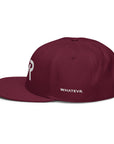 Unisex Signature snapback hat in burgundy with embroidered WR logo, side view