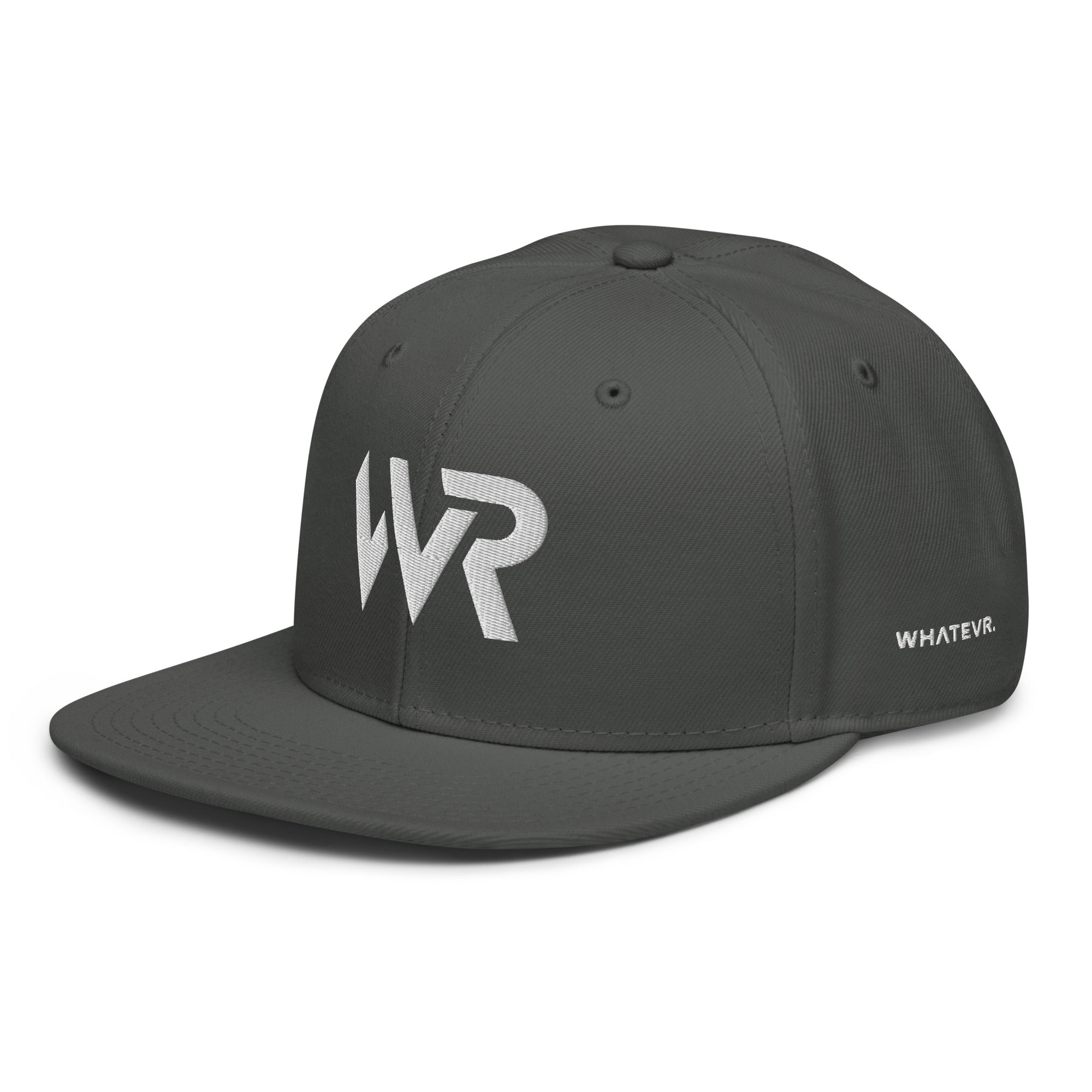Unisex Signature snapback hat in gray with embroidered WR logo, side view