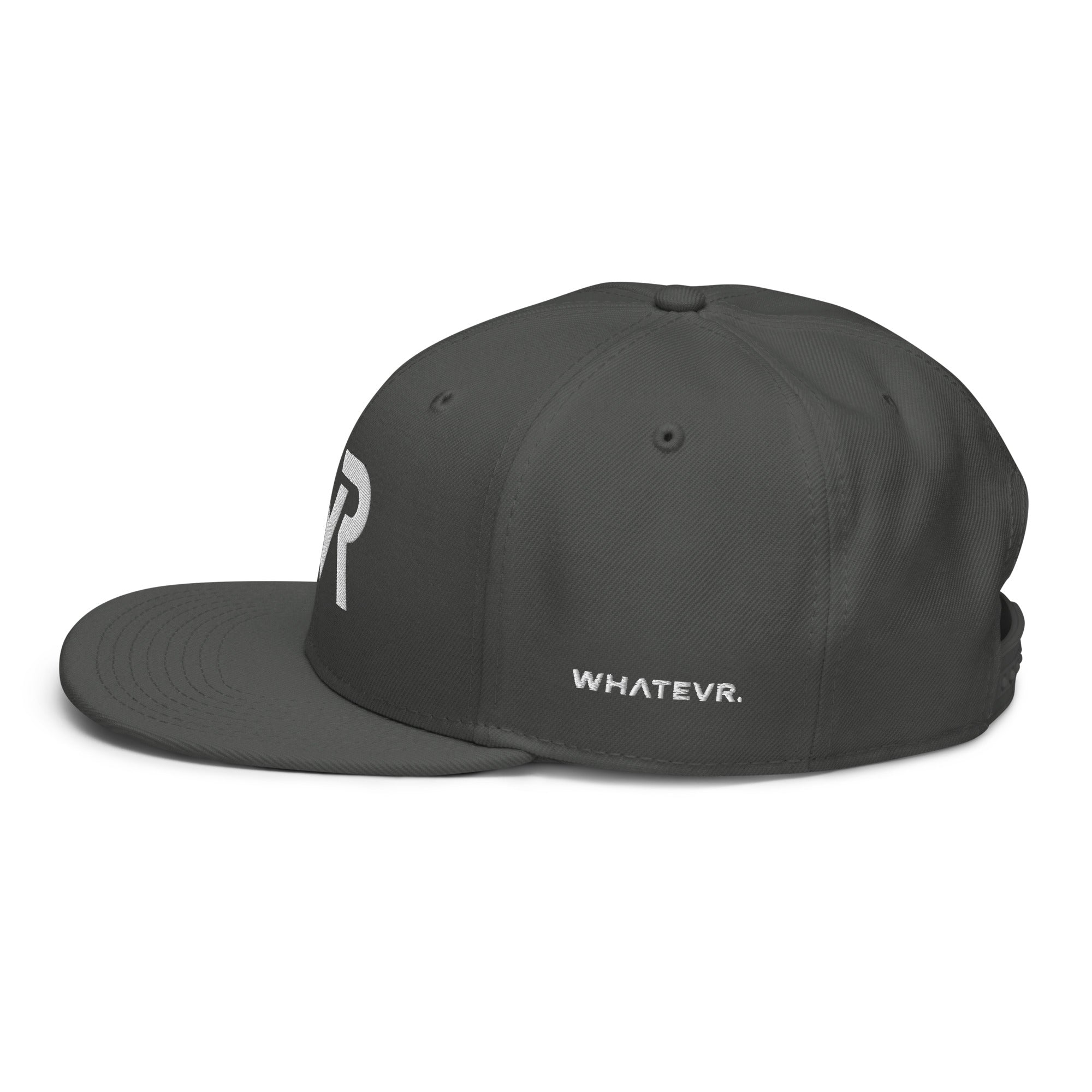 Unisex Signature snapback hat in gray with embroidered WR logo, side view