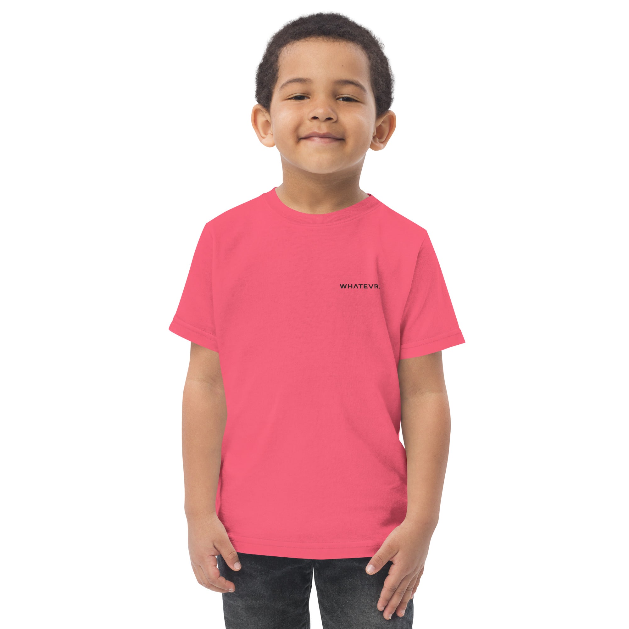 Toddler's essential t-shirt in pink, front view.
