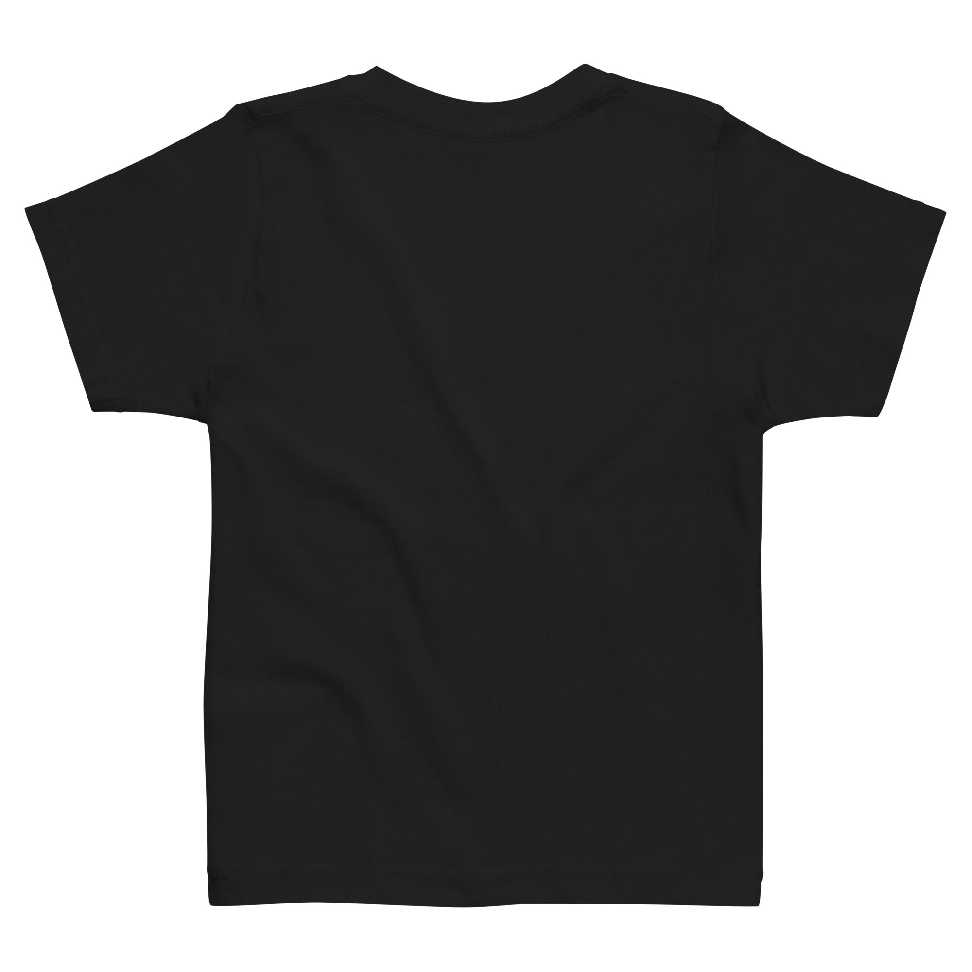 Toddler's essential t-shirt in black, back view.