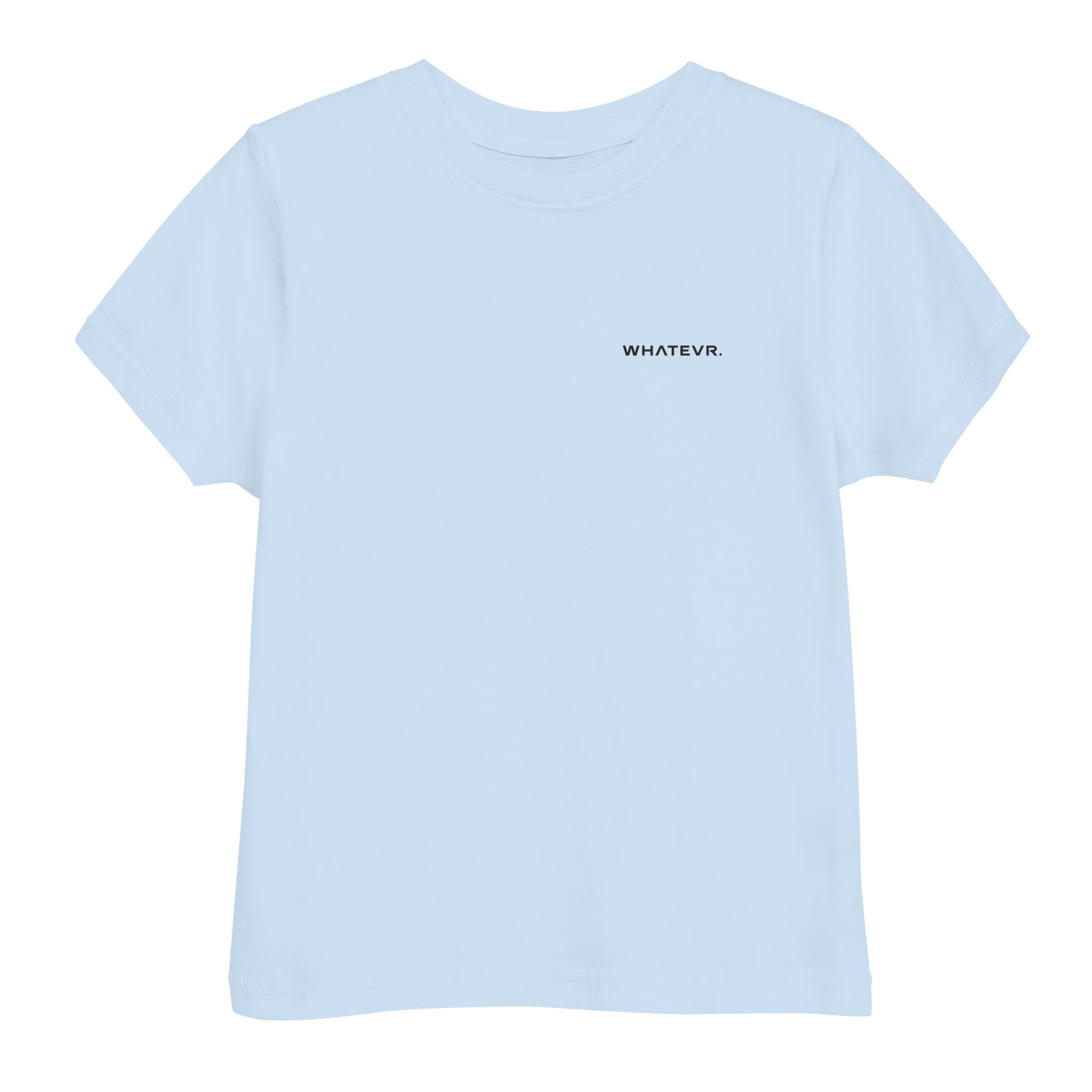 Toddler's essential t-shirt in icy blue, front view.