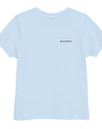 Toddler's essential t-shirt in icy blue, front view.