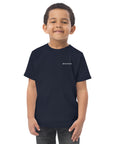 Toddler's essential t-shirt in midnight blue, front view.