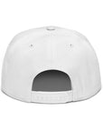 Unisex Tonal snapback hat in white with embroidered WHATEVR text, back view