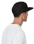 Unisex Tonal snapback hat in black with embroidered WR logo, side view