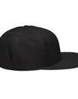 Unisex Tonal snapback hat in black with embroidered WR logo, side view