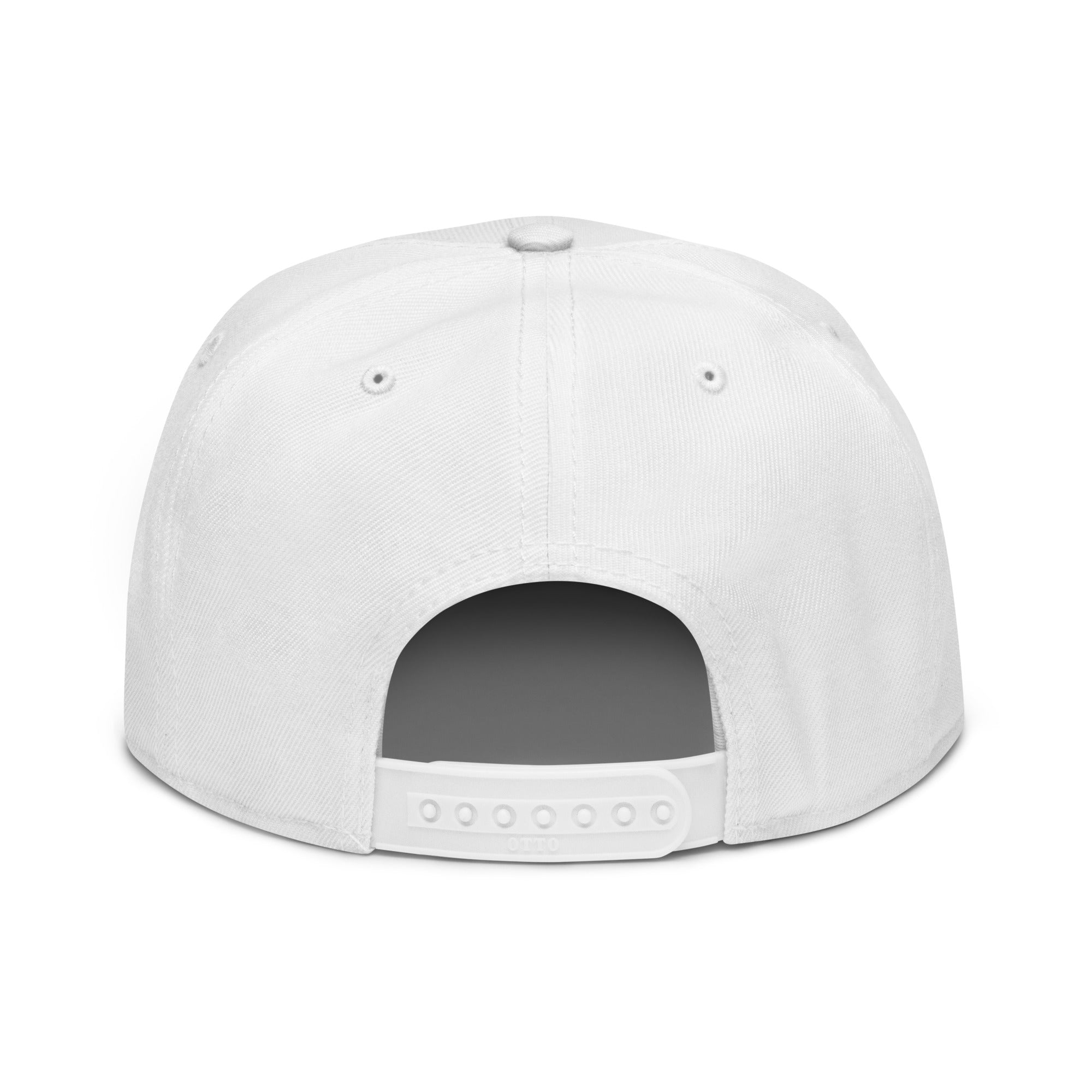 Unisex Tonal snapback hat in white with embroidered WR logo, back view