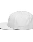 Unisex Tonal snapback hat in white with embroidered WR logo, side view