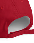 Unisex Unbothered baseball cap in red with embroidered WR logo, back view