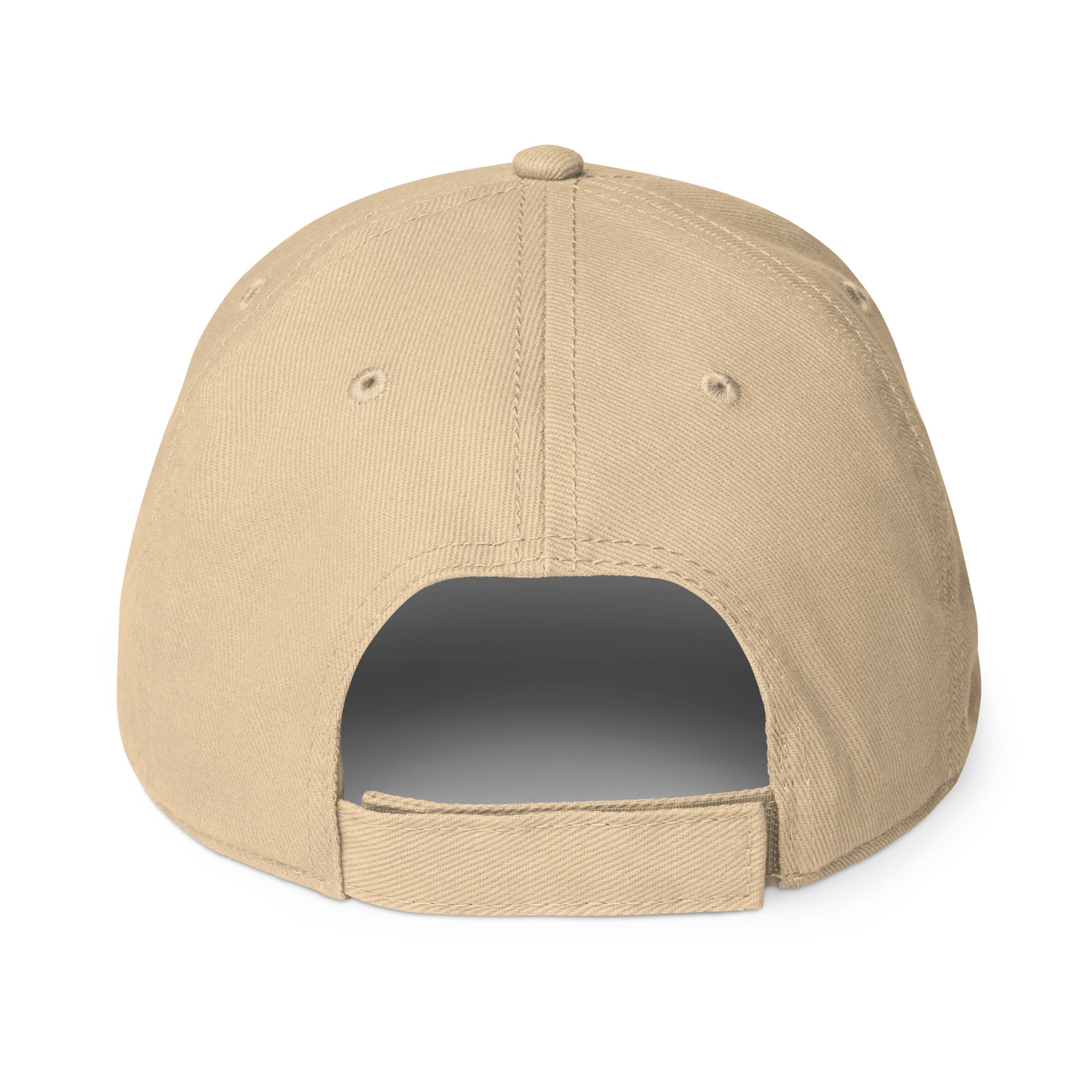 Unisex Unbothered baseball cap in beige with WHATEVR text, back view