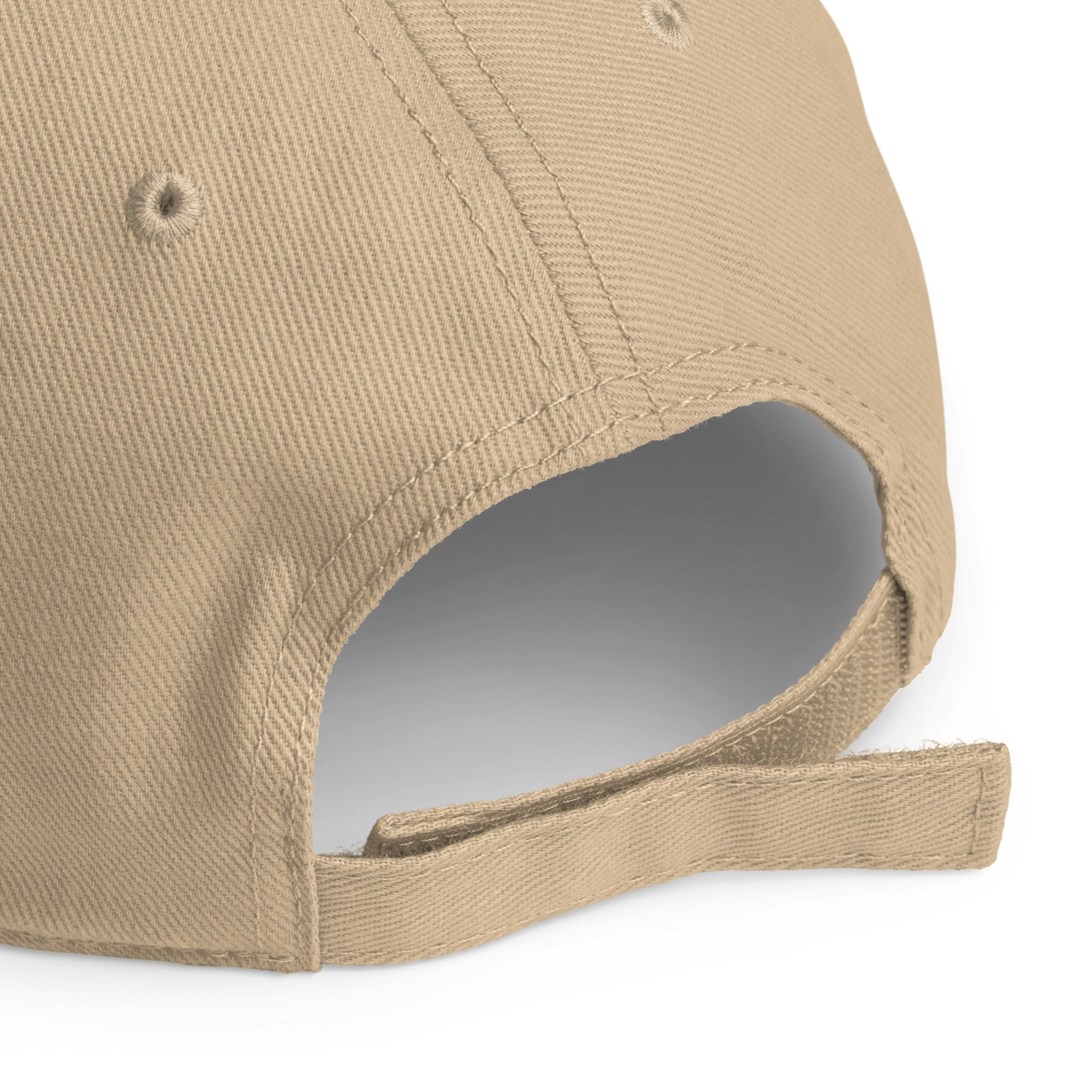 Unisex Unbothered baseball cap in beige with WHATEVR text, back view