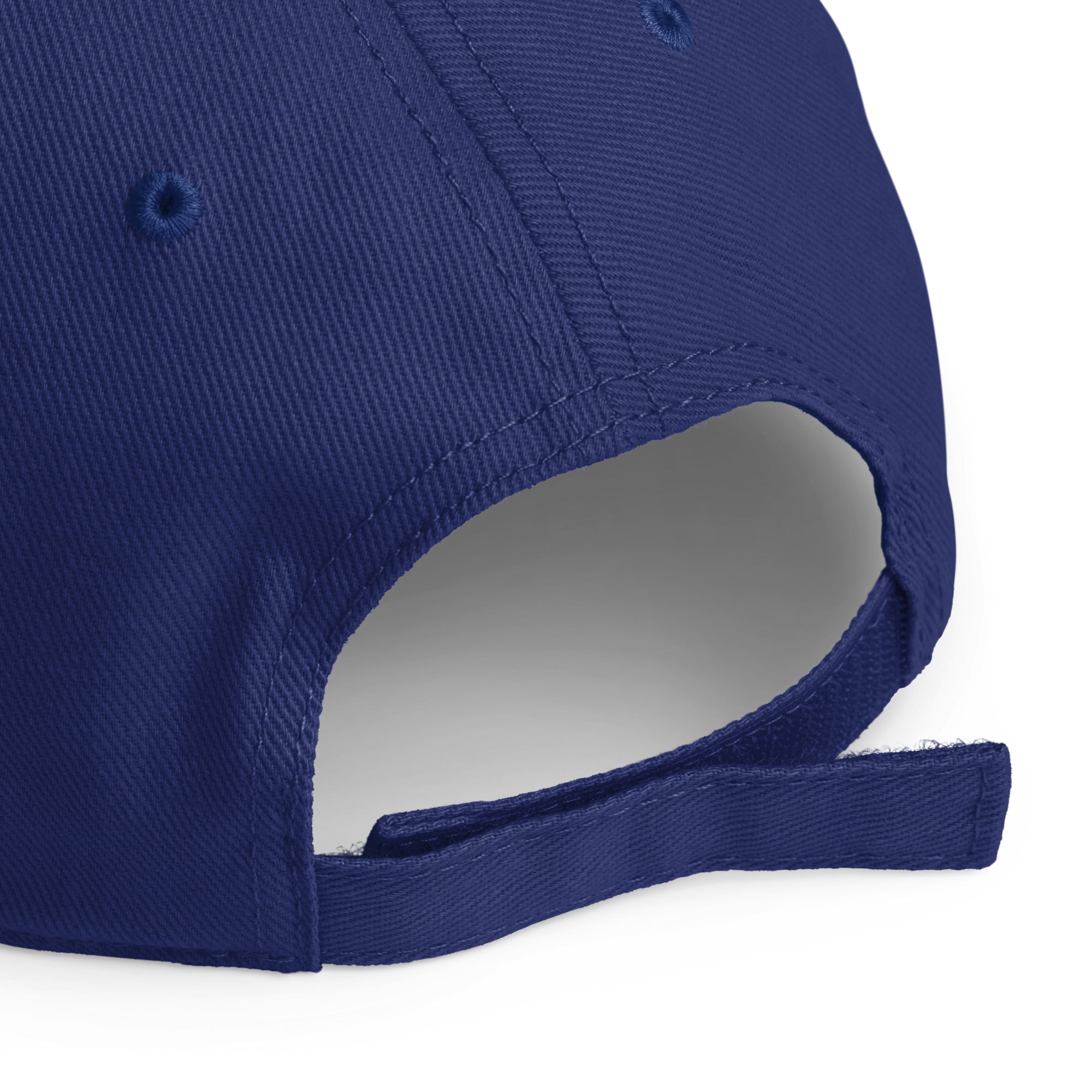 Unisex Unbothered baseball cap in blue with WHATEVR text, back view