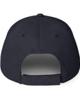 Unisex Unbothered baseball cap in blue with WHATEVR text, back view